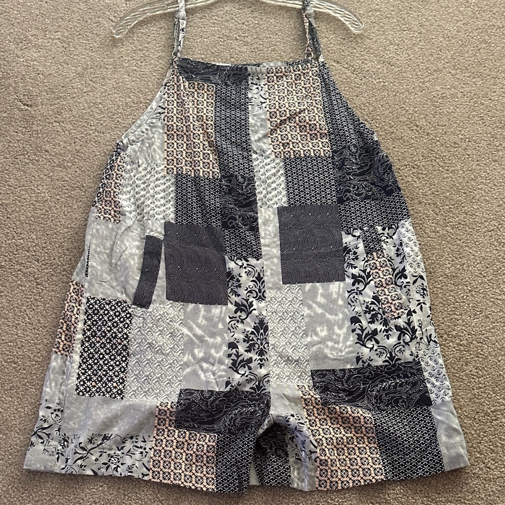Patchwork Romper in Black and Gray
